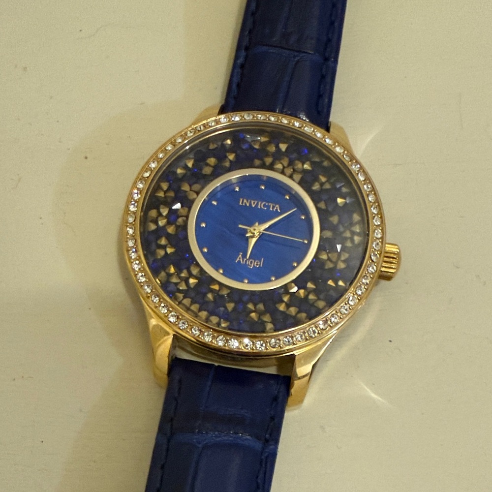 Invicta Women's Gold and Blue Crystal Watch